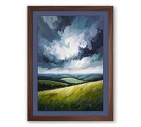 Storm Over Golden Fields Rustic Framed Wall Art Print A1 (84.1×59.4cm) Walnut, Wall Decor for Living Room, Bedroom, Office & Home, Ready to Hang, Art Gift