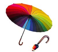 Storm Proof Golf Umbrella - Windproof Extra Large Rainbow Umbrella 24 RIBS 54 Inch Heavy Duty Triple Layer Reinforced Frame, Auto Open Hook Handle, Strong & Colorful Rain Protection