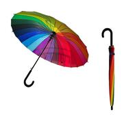 Storm Proof Golf Umbrella, Windproof Extra Large Rainbow Umbrella, 45" 24 Ribs, Heavy Duty Reinforced Frame, Hook Handle, Strong & Colourful umbrella Rain Protection (24 Black Hook Handle - With Case)