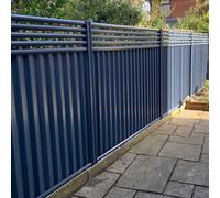 Storm Ready Maintenance Free Colourfence Extra Wide Metal Fence Panel Contemporary Trellis 5 Rail 1.8M 6Ft H X 2.35M 7.7Ft W Blue