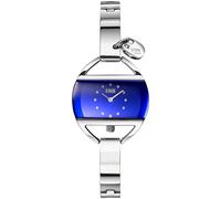 STORM Temptress Charm Lazer Blue - Sleek Edge-to-Edge Glass for a Modern Look, Delicate Heart Charm for a Touch of Elegance, Polished Stainless Steel for a Timeless and Durable Finish.