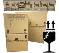 Storm Trading 5 x Strong Cardboard Storage Packing Moving House Boxes with Carry Handles and Room List 53cm x 53cm x 41cm / 21''x 21''x 16'' 115 litres