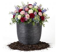 Storm Trading Group 1 X Extra Large Round Pewter Grey Flower Tree Planter For Home & Garden