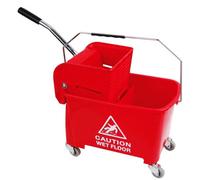 Storm Trading Group 1 X Red 20L Strong Kentucky Mop Dual-Bucket & Wringer System With Durable Wheels & Carrying Handle