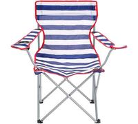 Storm Trading Group 1 X Red & Blue Striped Foldable Outdoor Garden Camping Chairs With Cup Holder & Arm Rest