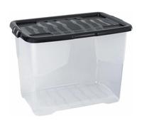 Storm Trading Group 1 X Stackable & Strong Durable 24 Litre Curve Plastic Storage Box With Black Lid For Home & Office