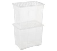 Storm Trading Group 10 X Heavy Duty Multipurpose 80 Litre Home Office Clear Plastic Storage Containers With Lids