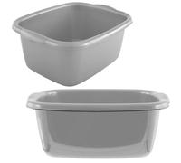 Storm Trading Group 2 X 9.5 Litre Silver Rectangular Washing Up Bowl With Integrated Carry Handles
