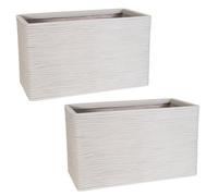 Storm Trading Group 2 X Amalfi Light Grey Stone Effect Trough Long Flower Planters For Gardens, Patios & Balconies