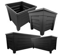 Storm Trading Group 2 X Black Grosvenor Square & 2 X Long Grosvenor Troughs Planter Sets For Home & Garden