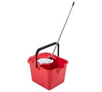 Storm Trading Group 2 X Red 12L Mop & Bucket Set For Cleaning Hard Floors Complete With Pouring Lip & Cotton Mop