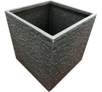 Storm Trading Group 2 X Square Brick Slate Effect 38Cm Grey Plastic Lightweight Summer Flower Gardening Plant Pot