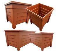 Storm Trading Group 2 X Terracotta Grosvenor Square & 2 X Long Grosvenor Troughs Planter Sets For Home & Garden