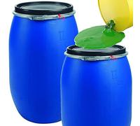 STORM TRADING GROUP 220 Litre Extra Large Capacity Plastic Blue Open Top Keg Drum Barrel for Storage Food Grade with Lid For Shipping Food Cooking (1)