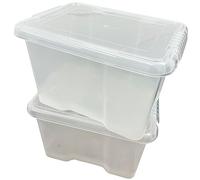 STORM TRADING GROUP 24 Litre Clear Plastic Stacker Box Large Storage Box with Lids (5)