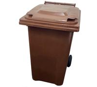 STORM TRADING GROUP 240L Standard Sized Outdoor Recycling Wheelie Bin With Rubber Wheels & Lid - Brown