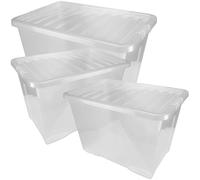 STORM TRADING GROUP 3 Pieces 80L Plastic Storage Boxes With Lids 80 Litres