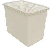 Storm Trading Group 3 X Cream 80L Rattan Effect Large Plastic Stackable Home Office Storage Containers With Lids