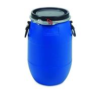 STORM TRADING GROUP 30 Litre Plastic Blue Open Top Storage Barrel Drum Keg with Lid and Latch Ring, UN Approved, Grade for Shipping, Air Tight