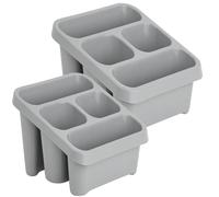 STORM TRADING GROUP 4 Compartment Grey High Grade Plastic Sink Tidy Cutlery Drainer Caddy Holder Utensil Drainer For Home & Kitchen (1)