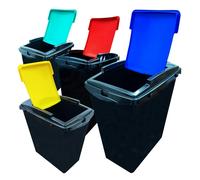 STORM TRADING GROUP 40 Litre Black Base Recycling Waste Utility Interlocking Bins With Colour Coded Lids - Set Of 4