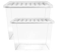 STORM TRADING GROUP 80 Litre Extra Large Big Plastic Storage Clear Box Strong Stackable Container With Lids Home/Office Storage Space (1)