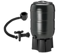 STORM TRADING GROUP Black Space Saving Water Butt Sets Complete With Stand, Lid & Diverter Perfect For Garden & Decking Areas - 210 Litre