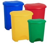 STORM TRADING GROUP Coloured 50 Litre Recycling Commercial Medical Utility Waste Trash Pedal Bins Hands Free Foot Pedal Operation Red, Yellow, Blue & Green (Yellow, 2)