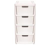 Storm Trading Group Cream 4 Drawer Modular Rattan Storage Tower Unit For Home & Office
