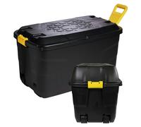 STORM TRADING GROUP Heavy Duty Black Storage Trunks With Lid & Wheels Great For Indoor & Outdoor Use - 110 Litre - 1 x