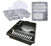 STORM TRADING GROUP Kitchen Counter Large Strong Plastic Cutlery Dish Drainer Racks With Integral Handles (1, Silver)