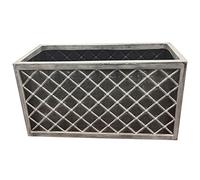 STORM TRADING GROUP Large Garden Flower Pots - Slate & Lazio Effect Trough Square Patio Planters, Pewter Grey (Lazio Trough, 2 Planters)
