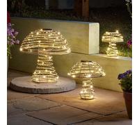 Storm Trading Group Large Rattan Solar Mushroom Outdoor Light Warm White Decorative Patio Ornament