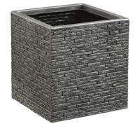 STORM TRADING GROUP Lazio & Brick Slate Effect Pewter Grey Plastic Garden Flower Pots - 2 x Brick Slate Square