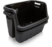 STORM TRADING GROUP Open Fronted Set Of 2 Large Stackable Storage Boxes Bins For Order Picking, Recycling, Industrial, Garage & Kitchen Stackable Organiser Baskets