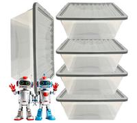 Storm Trading Group Pack Of 5 Large 62 Litre Plastic Storage Boxes Complete With Silver Lids