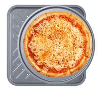 STORM TRADING GROUP Pizza Tin & Crisper Tray Set Large 13 Inch (33cm) 12" Pizzas Non Stick Coating Oven Round Baking Tin for Oven (2 Sets (2 x Pizza Tins & 2 Crisper Tray))