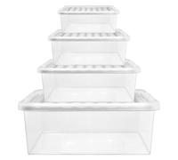 STORM TRADING GROUP Plastic Storage Boxes With Lids Strong Stackable Deep House Moving/Storage Containers 12L, 20L, 27L,32L,55L & 80L (80 Litre, 5 Containers + Lids)