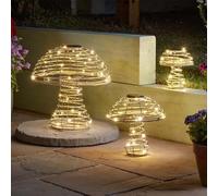 STORM TRADING GROUP Rattan Solar Mushroom Ornament Outdoor Garden Patio Light Warm White LED (Large)