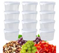 STORM TRADING GROUP Round 300ml Stackable Plastic Food Container Boxes With Lids BPA Free Strong Reusable, Leakproof, Dishwasher & Microwave Safe Meal Prep Box (12)