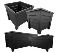 STORM TRADING GROUP Square & Trough Grosvenor Flower Plant Sets For Home & Garden - 2 x Square & 2 Trough - Black