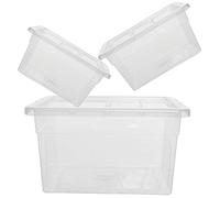 STORM TRADING GROUP Transparent Large Storage Boxes Strong Containers With Lids For Garage, Bedroom & Living room (96 Litre, 5 Containers With Lids)