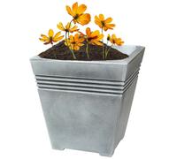 STORM TRADING GROUP Venice Garden Planters Lightweight Grey Flower Pots For Home, Garden & Patios - 2 x Square