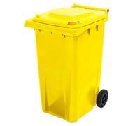 Storm Trading Group Yellow 240L Standard Sized Outdoor Recycling Wheelie Bin With Rubber Wheels & Lid