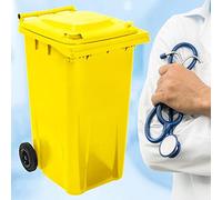 STORM TRADING GROUP Yellow Chemical Waste Wheelie Bin Large 240 Litre Including Rubber Wheels & Lid