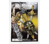 Storm Weapon Medieval Fantasy Sword Weapon Set, Gold and Silver Decorative Swords with Armour Shield, Age 3+