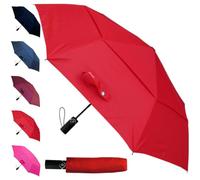 StormDefender Compact - Windproof Strong Automatic Umbrella - Vented | Small Compact Umbrella - Double Canopy - Folding Foldable - Auto Open and Close - Reinforced Fibreglass Frame