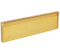 STORMGUARD 06SR0310000G Letter Box Cover with Brush & Flap for Internal OR External Use-Gold Finish, External dimension 293 x 77mm