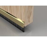 Stormguard Bottom Door Brush Seal - Gold Effect, Concealed Fixing Cover, 838 mm (33”), Black Nylon Brush, Draught Proof & Weather Resistant for Timber & Composite Doors