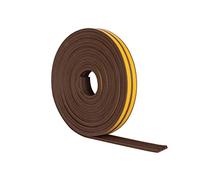 Stormguard EPDM E Profile Draught Excluder - Self Adhesive Rubber Weather Strip - 5m, Brown
